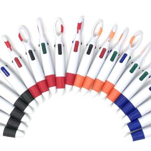 Funiverse 20 Bulk Multi-Colored Ink Shuttle Pen with Carabiner Clip Assortment