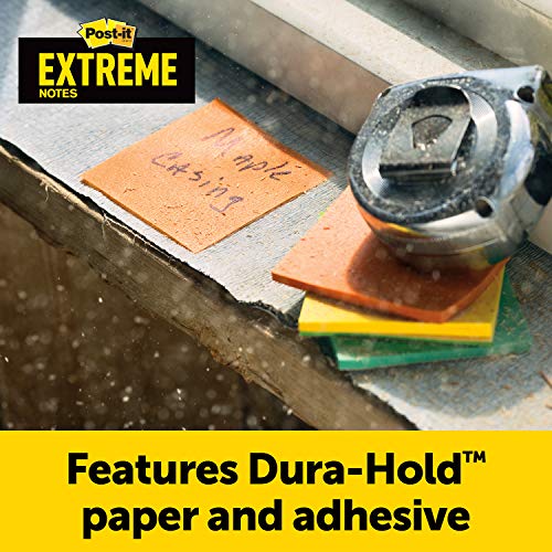 Post-it Extreme Notes, Works outdoors, Removes cleanly, Sticks where other notes can't, Orange, 3 in x 3 in, 3 Pads/Pack, 45 Sheets/Pad (EXTRM33-3TRYOG)