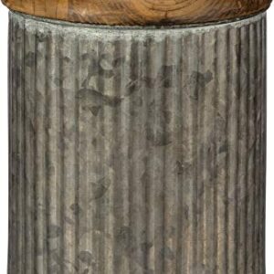 Primitives by Kathy Rustic Style Canisters, Set of 3, Galvanized Metal and Wood