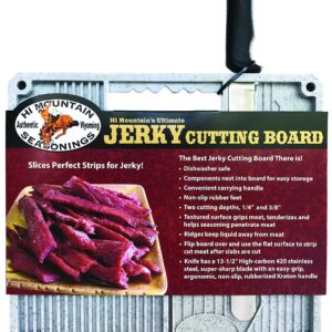 Hi Mountain Jerky Cutting Board & Slicing Knife. Safely Carve Uniform 1/4" and 3/8" Thick Meat Cuts to Make Mouthwatering Homemade Jerky