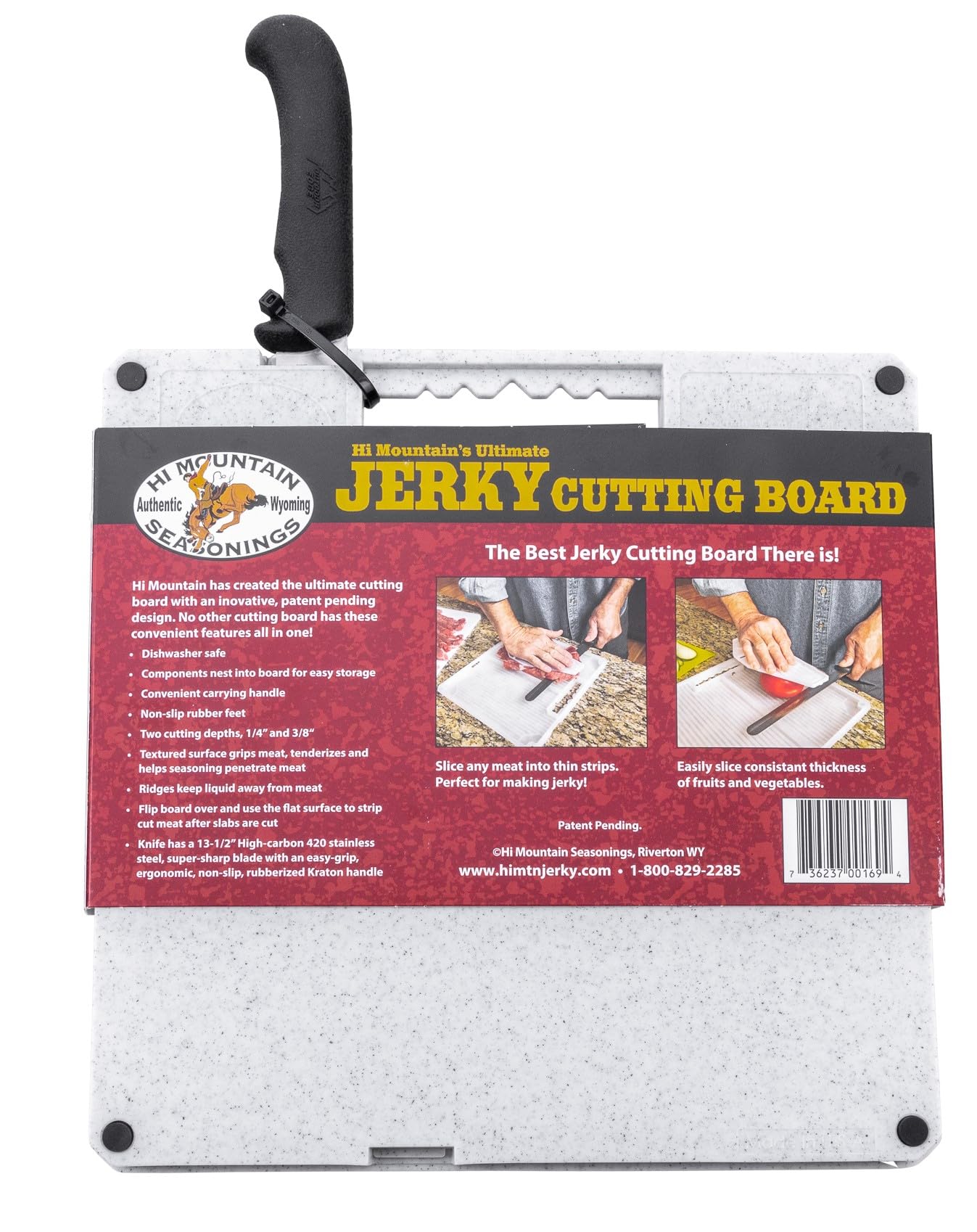 Hi Mountain Jerky Cutting Board & Slicing Knife. Safely Carve Uniform 1/4" and 3/8" Thick Meat Cuts to Make Mouthwatering Homemade Jerky