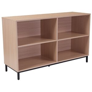 flash furniture dudley 4 shelf 29.5"h open bookcase storage in oak wood grain finish