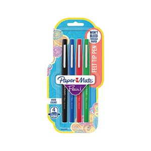paper mate® flair® porous-point pens, medium point, 1.0 mm, assorted ink colors, pack of 4 pens