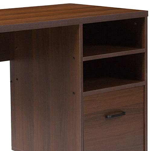 Flash Furniture Northbrook Rustic Coffee Wood Grain Finish Computer Desk with Black Metal Frame