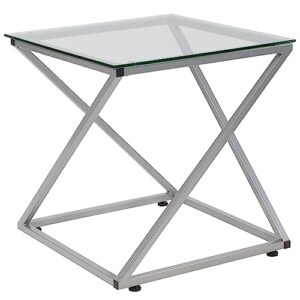 flash furniture park avenue collection glass end table with contemporary steel design