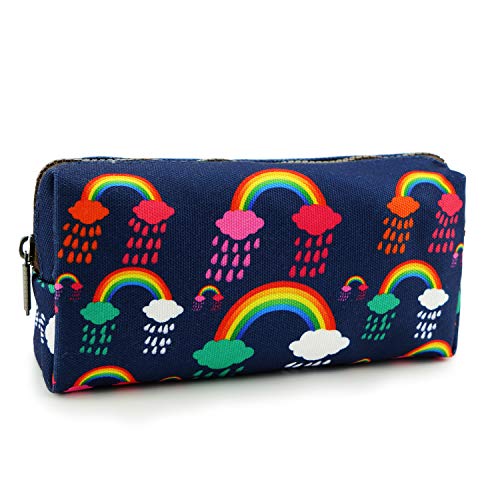 LParkin Rainbows Clouds Canvas Pencil Case Pen Bag Pouch Stationary Gadget Case Makeup Cosmetic Bag Kawaii Box