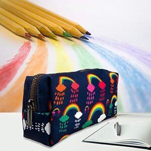 LParkin Rainbows Clouds Canvas Pencil Case Pen Bag Pouch Stationary Gadget Case Makeup Cosmetic Bag Kawaii Box