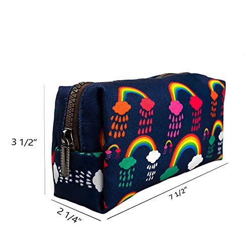 LParkin Rainbows Clouds Canvas Pencil Case Pen Bag Pouch Stationary Gadget Case Makeup Cosmetic Bag Kawaii Box