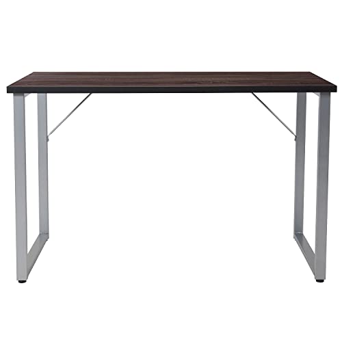 Flash Furniture Harvey Black Finish Computer Desk with Silver Metal Frame