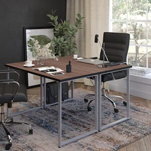 Flash Furniture Harvey Black Finish Computer Desk with Silver Metal Frame