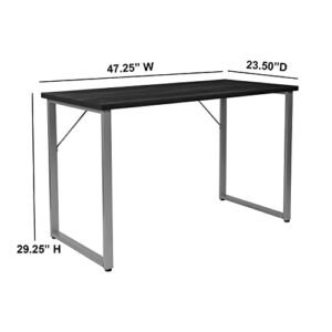 Flash Furniture Harvey Black Finish Computer Desk with Silver Metal Frame