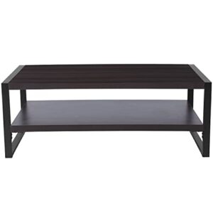 Flash Furniture Thompson Collection Charcoal Wood Grain Finish Coffee Table with Black Metal Frame