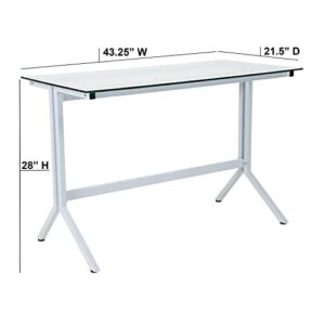 Flash Furniture Winfield Collection Glass Computer Desk with White Metal Frame