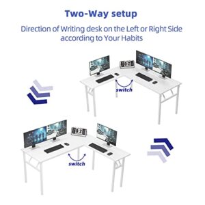 Need L Shaped Desk, Folding Computer Desk, 55 inches x 55 inches L Desk for Home Office, One-Step Assembly Foldable Table, White