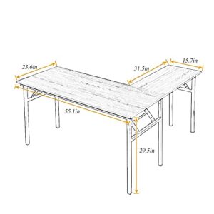 Need L Shaped Desk, Folding Computer Desk, 55 inches x 55 inches L Desk for Home Office, One-Step Assembly Foldable Table, White