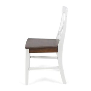 Christopher Knight Home Roshan Farmhouse Acacia Wood Dining Chairs, White / Walnut 21D x 17.75W x 35.5H Inch