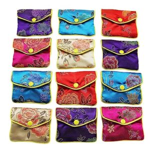 mortime jewellery jewelry silk purse pouch gift bags, multiple colors, pack of 12 (small)