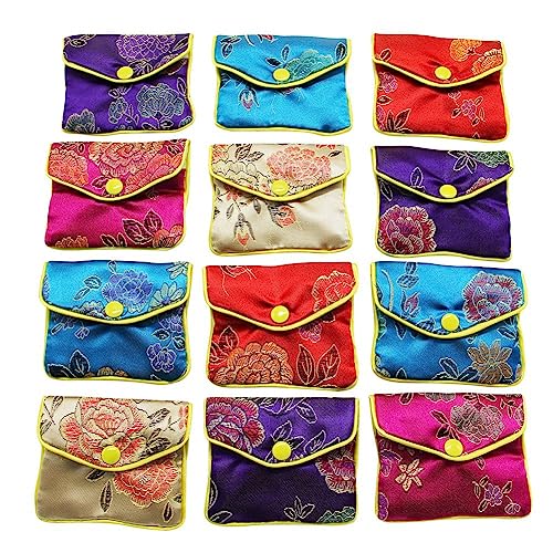 MorTime Jewellery Jewelry Silk Purse Pouch Gift Bags, Multiple Colors, Pack of 12 (Small)