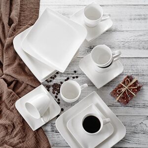 vancasso 18-Piece Dinnerware Set, Service for 6，Durable Porcelain Dinnerware Set, Teacup, Plates and Saucers, Ivory White