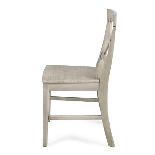 Christopher Knight Home Roshan Farmhouse Acacia Wood Dining Chairs, Light Grey Wash, 21D x 17.75W x 35.5H Inch