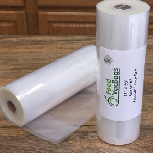 Two Gusseted Expandable 11" x 50' Vacuum Sealer Rolls, Heat Seal, Commercial Grade for Large Roasts, Casseroles, Game, Foodsaver Compatible