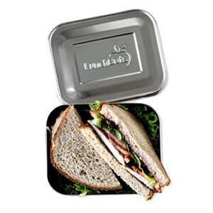 LunchBots Medium Uno Stainless Steel Sandwich Container - Open Design for Wraps - Salads or a Small Meal - Eco-Friendly - Dishwasher Safe and BPA-Free - Aqua Dots