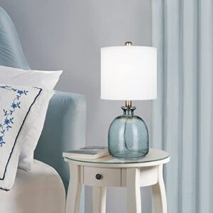 Catalina Lighting 20687-000 Textured Ocean Blue Glass Table Lamp, 18.25"H