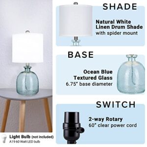 Catalina Lighting 20687-000 Textured Ocean Blue Glass Table Lamp, 18.25"H
