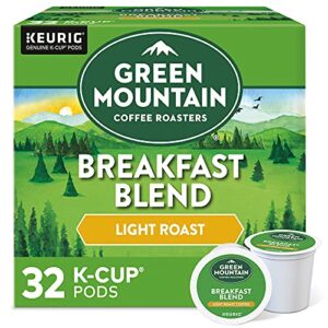 green mountain coffee roasters breakfast blend keurig single-serve k-cup pods, light roast coffee, 32 count