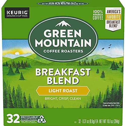 Green Mountain Coffee Roasters Breakfast Blend Keurig Single-Serve K-Cup Pods, Light Roast Coffee, 32 Count