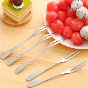 Hosybal Crab Stainless Steel Forks,Escargot Forks 2 Prong Tasting Appetizer Forks Portable Cocktail Salad Fruit Forks for Party Travel,Set of 10, 5 Inches (10 Pcs)