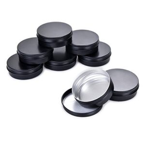 TMO 4 oz. Aluminum Tins Container 24 Pack Round Screw Lid Containers Jars Metal Storage Tin Jars Aluminum Tin Cans Food Tins Travel Tins,Black