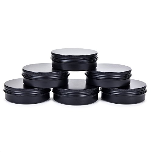 TMO 4 oz. Aluminum Tins Container 24 Pack Round Screw Lid Containers Jars Metal Storage Tin Jars Aluminum Tin Cans Food Tins Travel Tins,Black