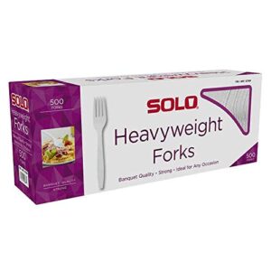 solo cup company heavyweight plastic cutlery, forks, standard, white
