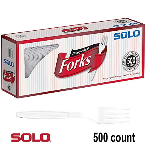 SOLO Cup Company Heavyweight Plastic Cutlery, Forks, Standard, White
