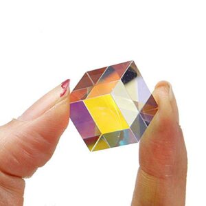 F-ber 1Pcs Optical Glass RGB Dispersion Prism X-Cube for Physics Teach Decoration Art 15x15x15mm/0.59'' x 0.59'' x 0.59"