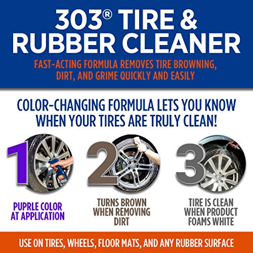 303 Tire and Rubber Cleaner - Preps Tires for Dressing - Fast Acting Foaming Formula - Removes Tire Browning - Safe for All Rubber and Vinyl, 32 fl. oz. (30579CSR)