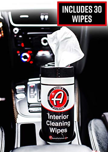 Adam's Interior Cleaning Wipes 30 (7 x 9 inch) Wipes - Powerful Cleaner Removes Embedded Dirt - Great For Leather and Vinyl Steering Wheels, Door Panels, Dashboards, Plastic, and Other Vinyl (1 Pack)