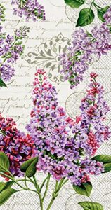 celebrate the home floral 3-ply paper guest/buffet napkins, lilac letter, 16-count