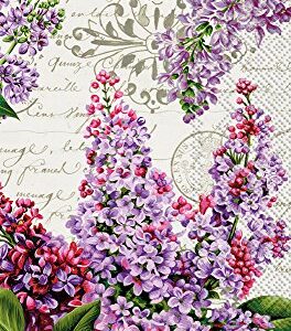 Celebrate the Home Floral 3-Ply Paper Guest/Buffet Napkins, Lilac Letter, 16-Count
