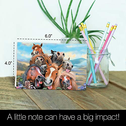 Tree-Free Greetings EcoNotes 12 Count Horses Selfie All Occasion Notecard Set with Envelopes, 4 x 6 Inches (FS56896)