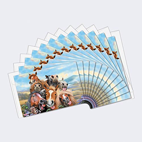 Tree-Free Greetings EcoNotes 12 Count Horses Selfie All Occasion Notecard Set with Envelopes, 4 x 6 Inches (FS56896)