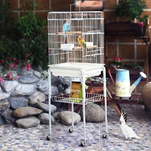 Yaheetech Medium Parakeet Bird Cage for Small Birds Sun Parakeets Green Cheek Cockatiels Conures with Wooden Perches&Rolling Stand, Black