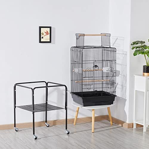 Yaheetech Medium Parakeet Bird Cage for Small Birds Sun Parakeets Green Cheek Cockatiels Conures with Wooden Perches&Rolling Stand, Black