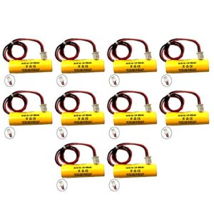 (10 pack) 1.2v 900mah unitech aa900mah osa268 lithonia exr led el m6 elb cs01 exit sign emergency light nicad battery replacement white connector