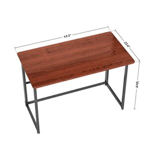 EUREKA ERGONOMIC Folding Computer Desk, Foldable for Home Office PC Study Writing Student, 43'', No Assembly Adjustable for Small Space, Cherry