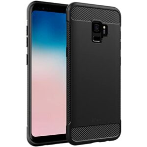 jetech slim fit case for samsung galaxy s9 (not for plus +), thin phone cover with shock-absorption and carbon fiber design (black)