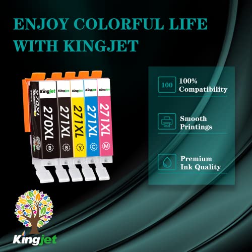 Kingjet Compatible Ink Cartridge Replacement for Canon 270 271, 270XL 271XL for Pixma MG5720 MG5721 MG5722 MG6820 MG6821 MG6822 TS5020 TS6020 (3 Sets, 5 Color High Yield)