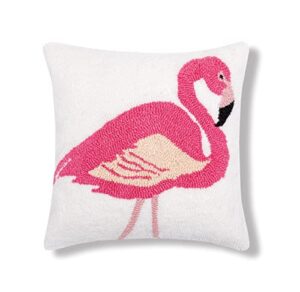 c&f home pink flamingo hooked pillow coastal tropical beach decor decoration accent throw 18" x 18" pink