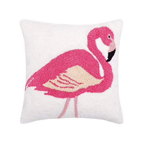 C&F Home Pink Flamingo Hooked Pillow Coastal Tropical Beach Decor Decoration Accent Throw 18" x 18" Pink
